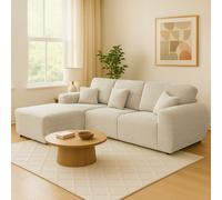 Furnishings For Less Vinci Soft Chunky Jumbo Cord 4 Seater Corner Sofa - Cream - Left Hand Facing