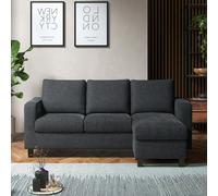 Furnishings For Less York Grey Turin Fabric 3 Seater Reversible Corner Sofa