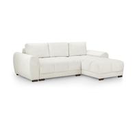 Furnishings For Less Zura Plush Velvet Large 3 Seater L Shaped Universal Corner Sofa Bed - Cream