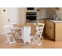 Furniture 321 Santos Butterfly Dining Set with 4 Folding Chairs White & Pine