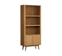 Furniture 48 Selka Solid Oak Tall Bookcase With Cupboard