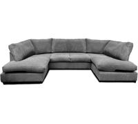 Furniture 786 Aspen Full Back 6 Seater U Shaped Corner Jumbo Cord Fabric Sofa in Grey Furniture 786 Grey