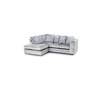 Furniture 786 Bella Crushed Velvet 4 Seater Left Hand Facing Corner Sofa in Silver Furniture 786 Silver