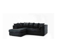 Furniture 786 Chicago Jumbo Cord 4 seater Left Hand Facing Corner Sofa in Black Furniture 786 Black