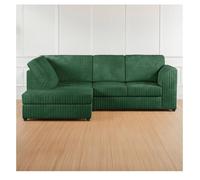 Hannah Jumbo Cord Full Back 4 Seater Left Hand Facing Corner Sofa Green