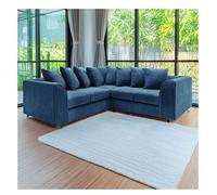 Furniture 786 Hannah Jumbo Cord Scatter Back 2c2 Corner Sofa in Mid Blue Furniture 786 Mid Blue