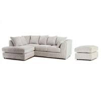 Furniture 786 Horizon Jumbo Cord 4 Seater Left Hand Facing Corner Sofa + Footstool in Ivory Furniture 786 Ivory
