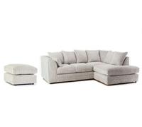 Furniture 786 Horizon Jumbo Cord 4 Seater Right Hand Facing Corner Sofa + Footstool in Ivory Furniture 786 Ivory