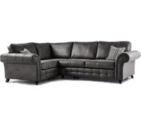 Furniture 786 Oakland Suede Leather 1c2 Corner Sofa in Black Furniture 786 Black