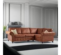 Furniture 786 Oakland Suede Leather 2c1 Corner Sofa in Brown Furniture 786 Brown