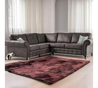 Furniture 786 Oakland Suede Leather 2C2 Corner Sofa in Black Furniture 786 Black