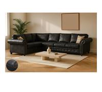 Furniture 786 Oakland Suede Leather 2c3 Corner Sofa in Black Furniture 786 Black