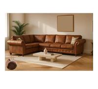 Furniture 786 Oakland Suede Leather 2c3 Corner Sofa in Brown Furniture 786 Brown