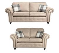 Furniture 786 Oakland Suede Leather 3&2 Seater Sofa Set in Stone Furniture 786 Stone