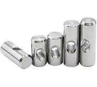 Furniture Barrel Nuts, 304 Stainless Steel Cross Hole Barrel Embedded Nuts Silver Multiple Sizes Pack Of 5(M5 8x12)