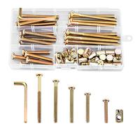 Furniture Bolt Nut Set Zinc Plated M6 Barrel Screws Bolt with Wrench Hex Socket Head Cap Bolts Nuts Kit for Cots Beds Crib Chairs Headboards 51 PCS