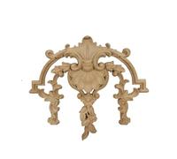 Furniture Carving Flowers Solid Wood Carved Relief Decorative Flowers - Wall Panel & Door Stickers Wooden Big Floral Decals for Home DIY Applique(D1-23x20cm)