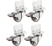 Furniture caster wheel, 4 Pcs Swivel Plate Casters with Brake, 360 Degree L- Shaped Castors, for Baby Bed, Carts Trolley, Kitchen Cabinet, Furniture, Loading Capacity 75kg(4 Pcs With Brake)