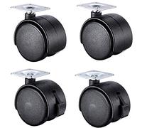 Furniture Casters, 4-Pack 50mm Nylon Swivel Wheels with Brakes, Silent Black Rolling Casters, Universal Rotation, Heavy-Duty Furniture Wheels, 2 Brakes & 2 Without Brakes
