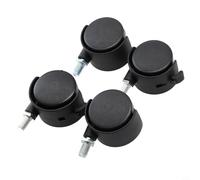 Furniture Casters, 4pcs Black Chair Wheels with Brake M8 Thread, 1.5" Swivel Castors PA Plastic Wheels, 2 with Brake 2 without Brake