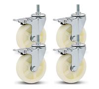 Furniture Casters 75mm Nylon Swivel Wheels with Brake M12 x 25mm Threaded Stem Ideal for Industrial and Home Use Smooth Mobility for Carts & Furniture