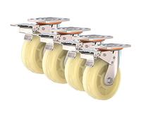 Furniture casters, Set of 4, with Brakes, Fixed Mute Castors, Double Ball Bearing, 4'' 5'' 6'' 8'', for Hand Tru(Brake,150mm)