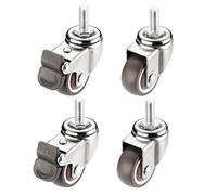 Furniture Casters Silent Rubber Wheels with Brake 4Piece Set Workbench Rolling Caster Easy Installation Swivel + Locking M10 Threaded Stem