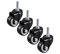 Furniture Casters- Swivel Castors- Castor Wheels Heavy Duty- Pu Rubber Silent Casters-swivel Casters With Brake/Without Brake, 4pcs, Black,4Nobrakes-40mm/M10*25mm