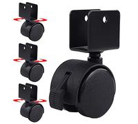 Furniture Casters, U-shaped Mounting Plate Swivel Wheels, 360° Rotating Casters, Wear-resistant, Silent (Black) 4PCS, for Flower Rack, Babybed, with Screws, 25mm/1in