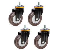 Furniture Casters with Brake M12 Threaded Rod NonSlip Rubber Wheels 360Degree Swivel Durable Trolley Rollers for Easy Mobility and Stability