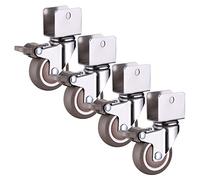 Furniture Casters With U-shaped Brackets, Rubber Swivel Castors, Replacement Casters Wheels for Trolleys/Cribs/Flower Stands, Swivel Casters With Brakes, 4 Pcs,4Brakes-32mm/U18