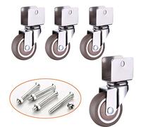 Furniture Castor Wheel with U-Shaped Bracket,1.25" 32mm Rubber Swivel Caster Wheel,for Baby Bed,Flower Stand,Double Bearing,55kg Load Capacity,with Screws,Set of 4,Mute(Swivel16mm)