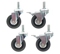 Furniture castors, 3" 75mm Wheel,Trolley Caster,Moving Swivel Wheels Stem High 30mm,Load 120 Kg,4Pcs(Brake+universal,M10)