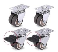 Furniture castors 4pcs 2 Inch Swivel Caster Wheels For Trolley Pallet Universal Mute Soft Rubber Heavy Duty Rollers Furniture(Brake and No Brake,2 inch)