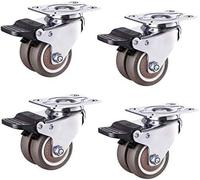 Furniture castors, Rubber Wheels Dual Wheel Ball Silent Rolling Heavy Duty Panel Universal Swivel Brake(2in)