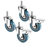 Furniture Castors (Set Of 4) 2.5in 3in Heavy Duty Swivel Stem Wheel With M10/M12*30mm Threaded Stem Locking Casters Moving Silent Shock Absorption Swivel Caster Wheel