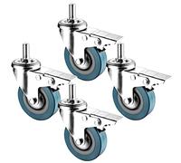 Furniture Castors (Set Of 4) 2.5in 3in Heavy Duty Swivel Stem Wheel With M10/M12*30mm Threaded Stem Locking Casters Moving Silent Shock Absorption Swivel Caster Wheel
