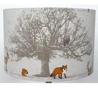 Furniture Checklist Handmade in UK Fryetts Woodland Animals Tree , Stag & Fox Drum LAMPSHADE , Table LAMP , Pendant Shade / Ceiling / FLOORLAMP/ Kids Bedroom (12''(30cm) Ceiling), Multi