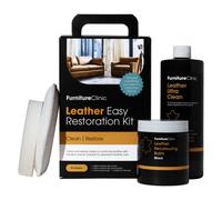 Furniture Clinic Easy Leather Restoration Kit (Dark Brown) | Includes Recolouring Balm, Ultra Clean, Sponge & Cloth for Furniture, Car Seats, Shoes & Bags