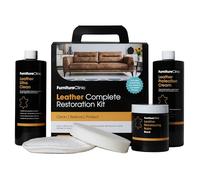 Furniture Clinic Leather Complete Restoration Kit (Black) - Contains Leather Recolouring Balm, Protection Cream, Cleaner, Sponge and Applicator - Restore and Repair Sofas, Chairs, Car Seats and More