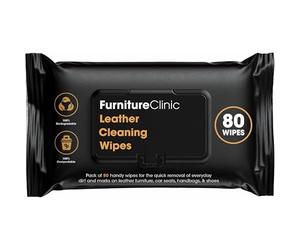 Furniture Clinic Leather Wipes for Cleaning Leather & Vinyl Upholstery, Sofa, Handbags, Car Interior, Seat & Dashboard - Furniture & Jacket Cleaner - Residue & Streak Free Wipe - 80 Wipes