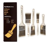 Furniture Clinic Paint Brush Set for Professional or DIY Painting & Decorating - Set of 5 Brushes - Flat, Cutting Angled, 38mm, 50mm, 60mm Paintbrushes - For Gloss, Emulsion, Varnish, & Wood Staining