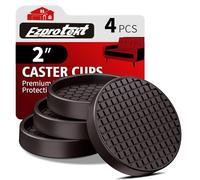 Furniture Coasters - 2” Non Slip Pads for Hardwood Floors, 4 PCS Round Rubber Non Skid Furniture Caster Cups, Anti Slide Floor Protectors for Bed & Couch Stoppers (Brown)