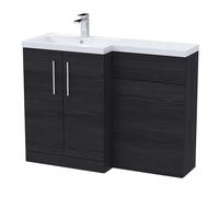 Furniture Combination Vanity Basin and WC Unit Left Hand - 1100mm x 390mm - Charcoal Black