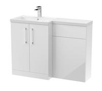 Furniture Combination Vanity Basin and WC Unit Left Hand - 1100mm x 390mm - Gloss White