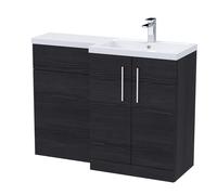 Furniture Combination Vanity Basin and WC Unit Right Hand - 1100mm x 390mm - Charcoal Black