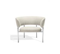 Furniture Copenhagen Font Armchair with Armrests Beige Boucle Elle 0200/Polished Steel Frame