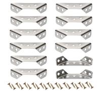 Furniture Corner Connector with Screws, 12-PackTriangular Corner Bracket for Wood or Metal Furniture, Universal Stainless Steel Angle Faste Corner Braces Support(Silver)