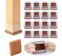 Furniture cups Chair Leg Floor Protectors, 32 Pcs Small Silicone Chair Leg Caps with Felt, 1.25" Silicon Chair Leg Protection Covers, Chair Feet Protectors No Scratches No Noise Clear Silicone Square