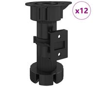 vidaXL Furniture Feet Adjustable 12 pcs Black 46 x 46 x 128 mm PP
